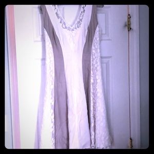 Reiss silver and white silk and lace dress